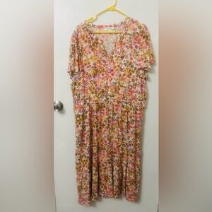 Beachlunchlounge Floral Tiered Dress‎ XXL Cottagecore Coastal Cowgirl Romantic